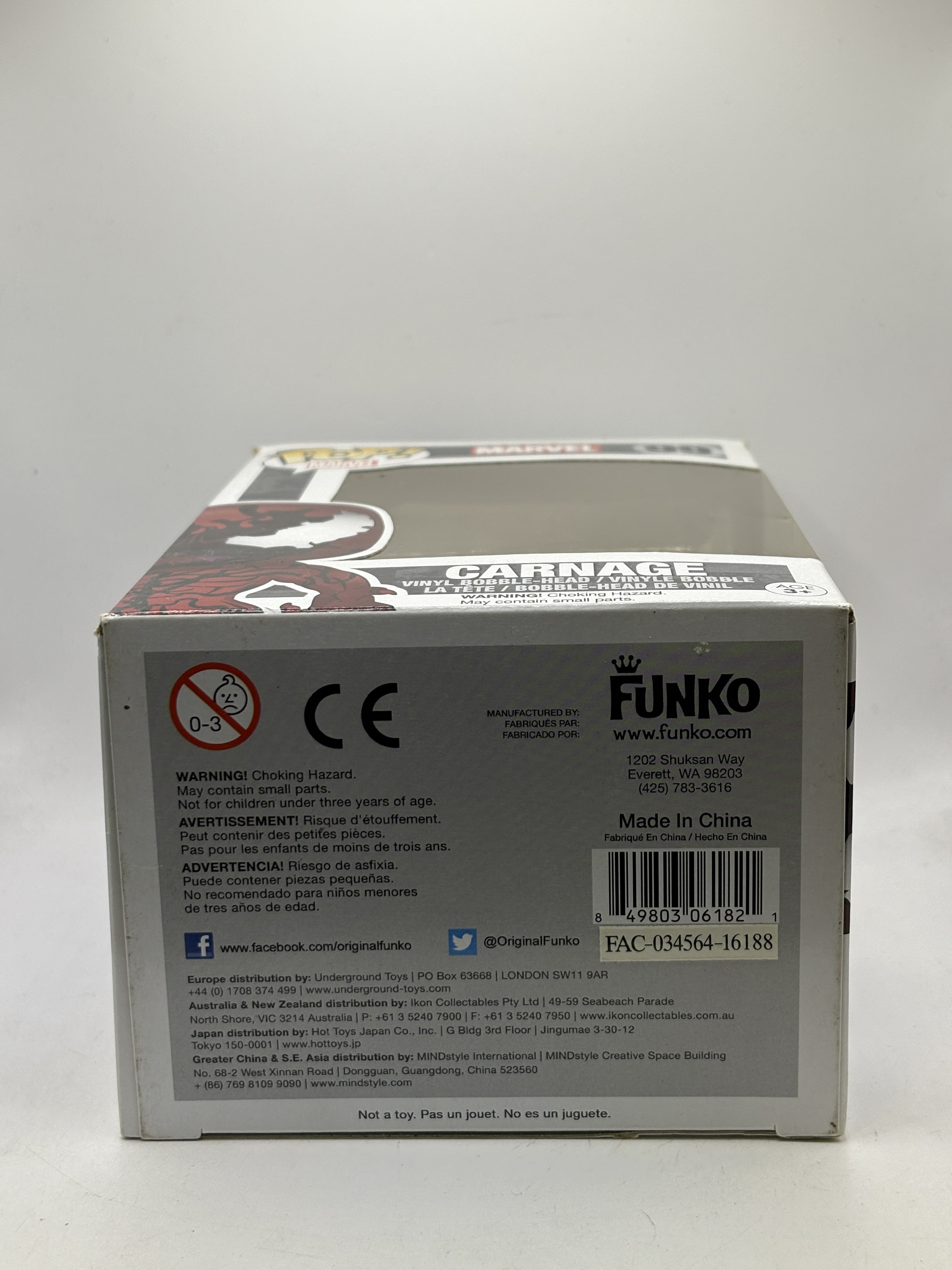 Funko POP! Marvel #99 Carnage Bobble-Head - Box DMG — bottom